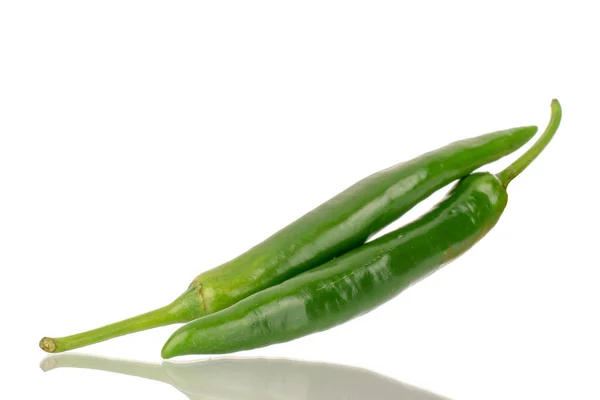 Two Green Hot Pepper Macro Isolated White Background — Foto de Stock