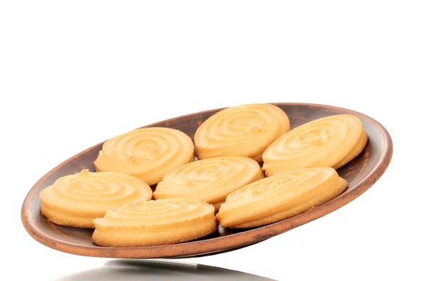 Ein Paar Süße Kekse Auf Einem Tonteller Makro Isoliert Auf — Stockfoto