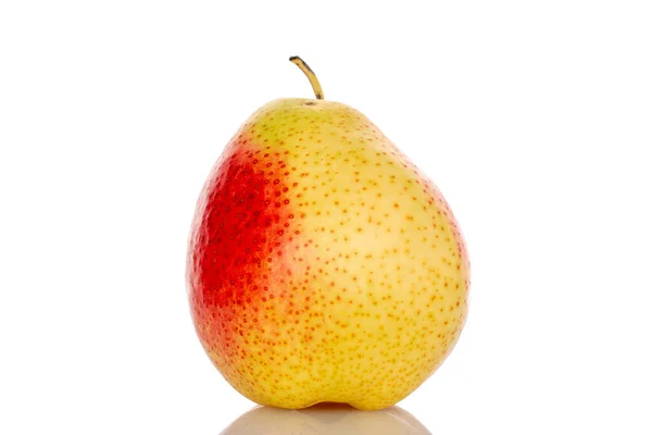 One Yellow Red Pear Close White Background — Stock Photo, Image