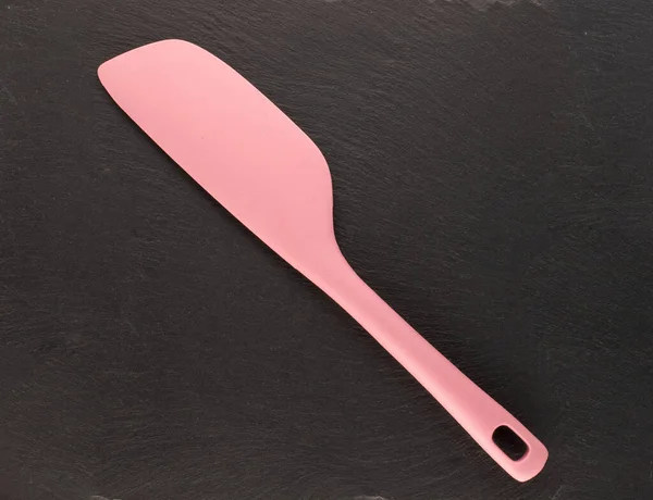 One Silicone Pastry Knife Slate Stone Macro Top View — Stock Photo, Image