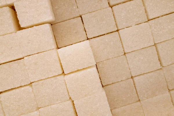 Alguns Cubos Açúcar Branco Macro Vista Superior — Fotografia de Stock