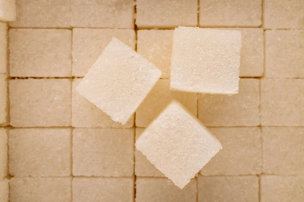Alguns Cubos Açúcar Branco Macro Vista Superior — Fotografia de Stock