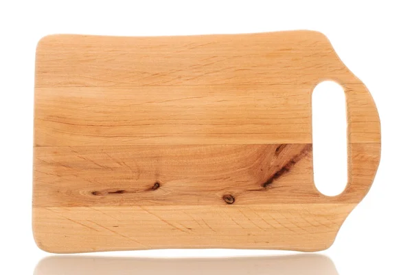 Jedna Dřevěná Kuchyňská Deska Makro Izolované Bílém Pozadí — Stock fotografie