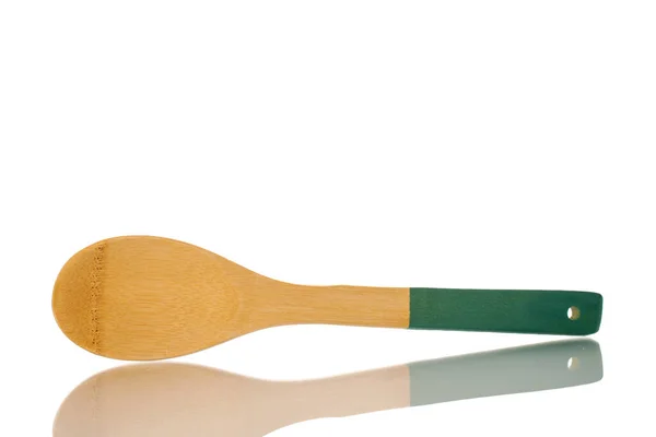 One Wooden Spoon Kitchen Macro Isolated White Background — Stock Photo, Image