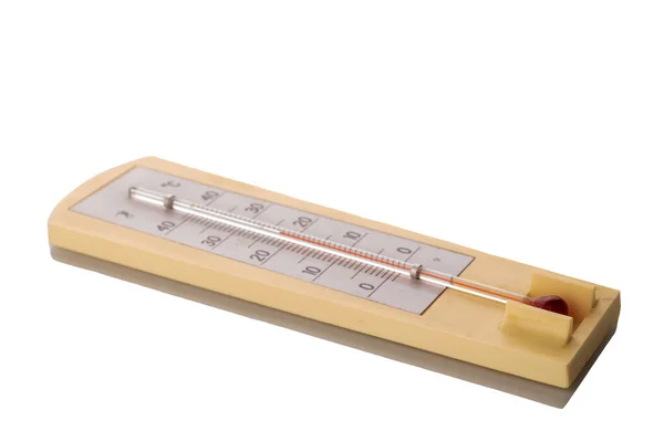 Thermomètre Pour Mesurer Température Ambiante Macro Isolé Sur Fond Blanc — Photo