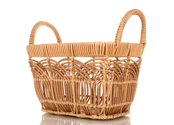 One Basket Woven Vines Macro Isolated White Background — Stock Photo, Image