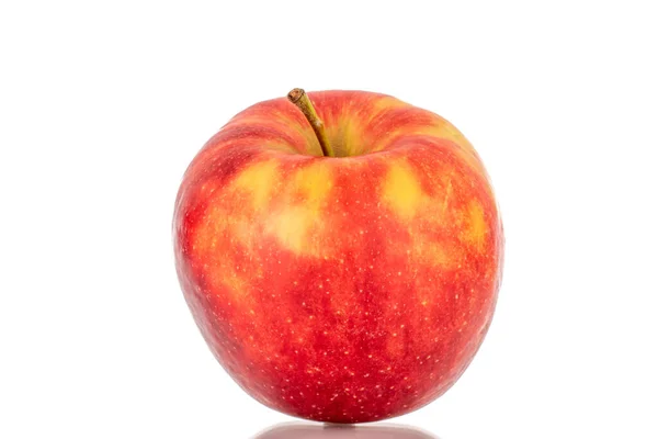 一个成熟的红苹果 宏观的 被白色的背景隔开 — 图库照片