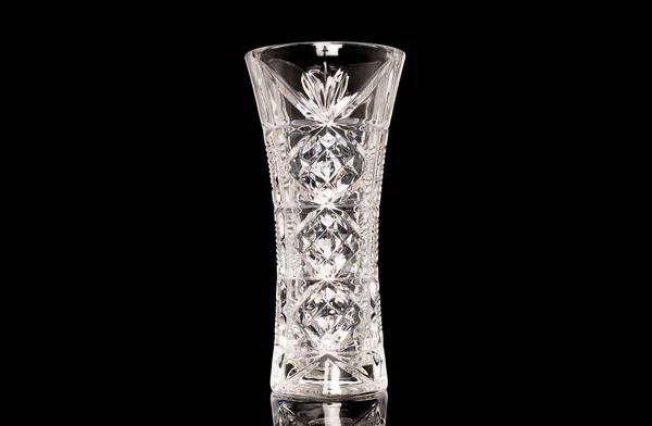 Vase Cristal Macro Isolé Sur Fond Noir — Photo