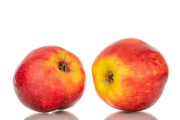 Zwei Rote Äpfel Makro Isoliert Auf Weißem Hintergrund — Stockfoto