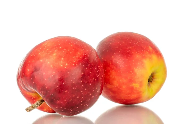 Два Червоних Яблука Макро Ізольовані Білому Тлі — стокове фото