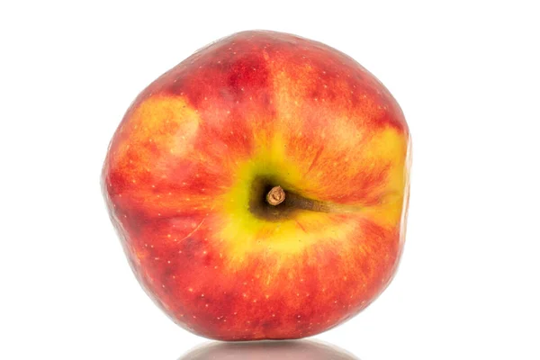 Ένα Κόκκινο Μήλο Μακροεντολή Απομονωμένο Λευκό Φόντο — Φωτογραφία Αρχείου