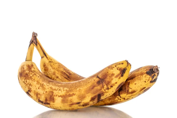 Dva Přezrálé Banány Makro Izolované Bílém Pozadí — Stock fotografie