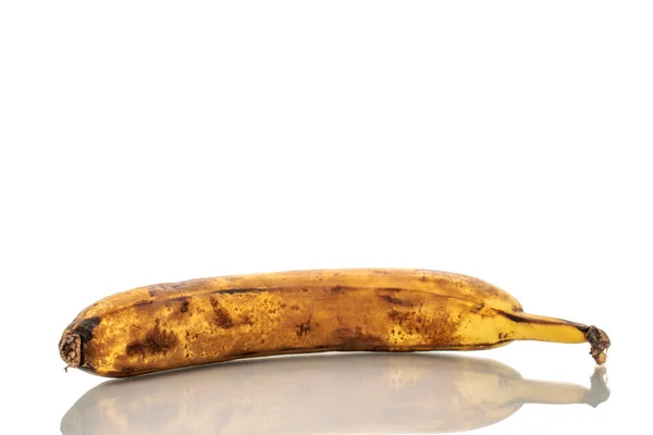 Jeden Přezrálý Banán Makro Izolovaný Bílém Pozadí — Stock fotografie