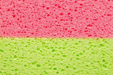 İki renkli selüloz mutfak süngeri, makro, üst manzara..