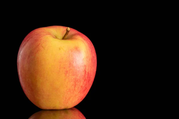 Ένα Κόκκινο Οργανικό Μήλο Μακροεντολή Απομονωμένο Λευκό Φόντο — Φωτογραφία Αρχείου