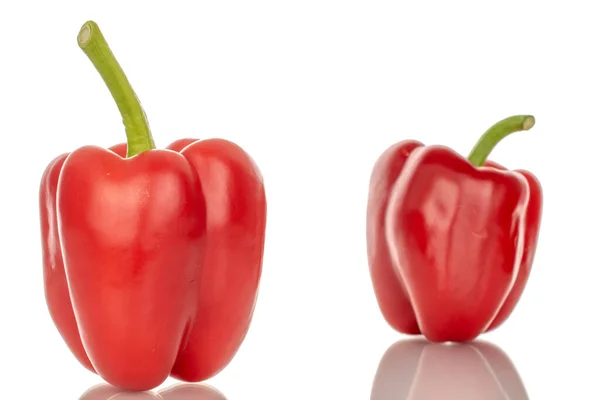 Two Red Bell Peppers Macro Isolated White Background — Stock Photo, Image