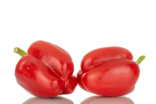 Dois Pimentos Vermelhos Macro Isolados Sobre Fundo Branco — Fotografia de Stock