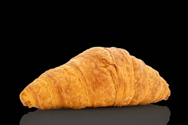 Nybakad Doftande Croissant Närbild Isolerad Svart — Stockfoto