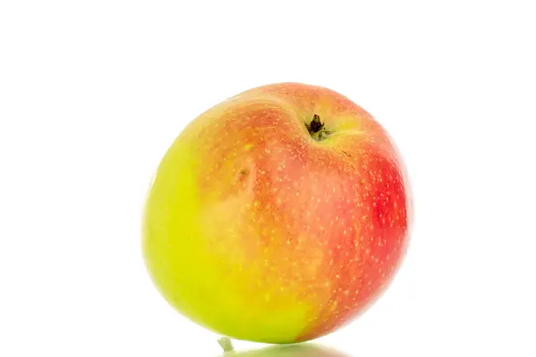 Bir Organik Sulu Elma Makro Beyaz Arka Planda Izole Edilmiş — Stok fotoğraf