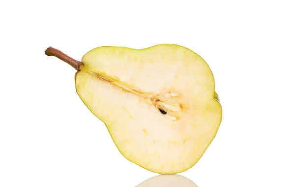 One Half Ripe Pear Macro Isolated White — Stock Photo, Image