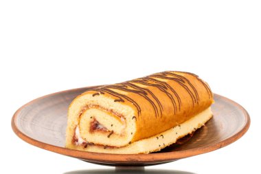 Beyaz arka planda izole edilmiş bir kirazlı rulo kiraz..