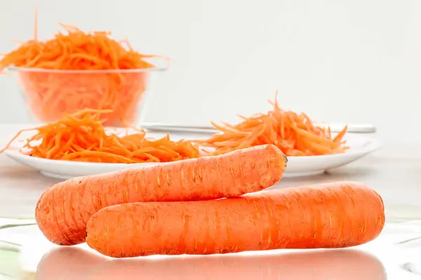 Peeled Sweet Carrots Table Vegetables — Stock Photo, Image