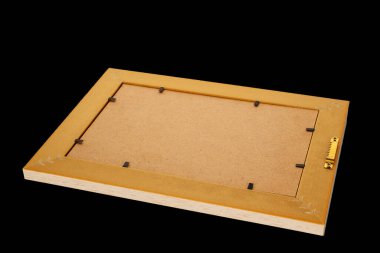 Bir fotoğraf çerçevesi, makro, siyah bir arkaplanda izole edilmiş..