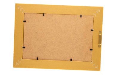 Bir fotoğraf çerçevesi, makro, beyaz arka planda izole edilmiş, üst görünümde..