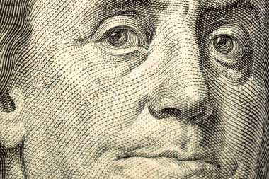 Bir kağıt banknot, makro, üst görünüm..