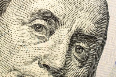 İki kağıt banknot, makro, üst görünüm..