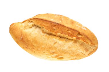 Bir beyaz ekmek, makro, beyaz arka planda izole edilmiş, üst manzara..