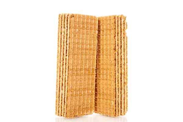 Tatlı waffle 'lar, yakın plan, beyaz arka planda izole edilmiş..