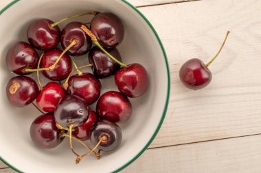 Tatlı vişne, makro, üst manzara.