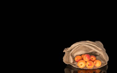 Olgun organik kayısılar siyah arka planda izole edilmiş, makro.