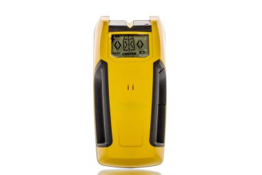 Elektrik kablo dedektörü beyaz arkaplanda izole edildi, yakın plan..