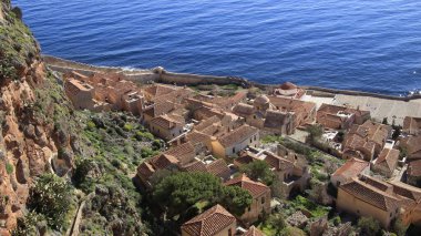 Monemvasia, a historical castle town built on a rock island, Lakonia, Peloponesse, Greece