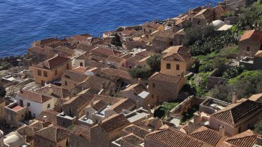 Monemvasia, a historical castle town built on a rock island, Lakonia, Peloponesse, Greece