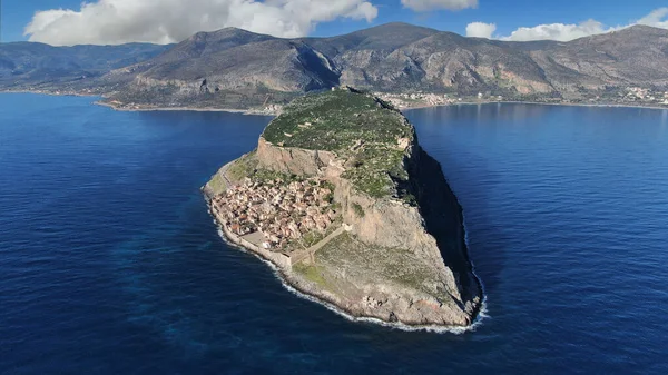 stock image Monemvasia aerial view, a historical castle town built on a rock island, Lakonia, Peloponnese, Greece