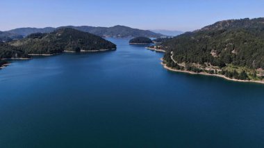 Lake Aoos, aerial drone view, Epirus, Greece