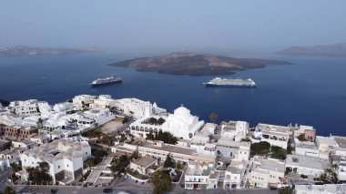 Santorini island aerial view,caldera,Fira capital,Aegean sea,Cyclades,Greece clipart