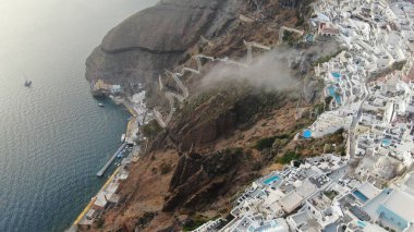 Santorini island aerial view,caldera,Fira capital,Aegean sea,Cyclades,Greece clipart