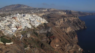 Santorini adası, caldera, Fira başkenti, Ege denizi, Kiklad, Yunanistan
