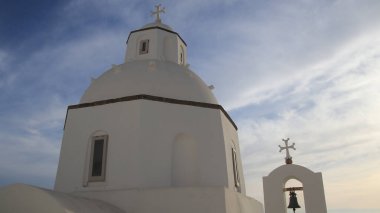 Santorini Adası, Fira 'nın başkenti Saint Minas Kilisesi, Ege Denizi, Kiklad, Yunanistan