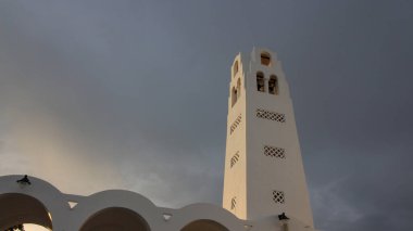 Santorini Adası, Fira 'nın başkenti Ege Denizi, Kiklad, Yunanistan' daki Ipapantis Kilisesi