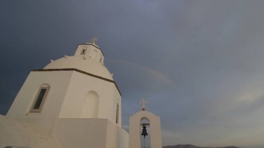 Santorini island,Saint Minas church at Fira capital,Aegean sea,Cyclades,Greece clipart