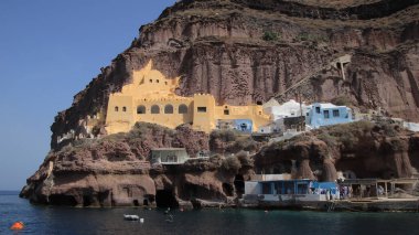 Santorini Adası, Kaldera, Fira 'nın eski limanı, Ege Denizi, Kiklad, Yunanistan