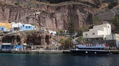 Santorini Adası, Kaldera, Fira 'nın eski limanı, Ege Denizi, Kiklad, Yunanistan