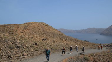 Santorini, Ege Denizi, Kiklad, Yunanistan 'daki Nea Kameni volkanik adası