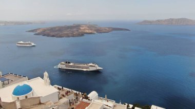 Santorini Adası, Kaldera, Firostefani Kilisesi, Ege Denizi, Kiklad, Yunanistan