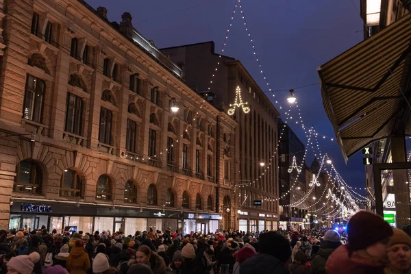 Helsinki Finlândia 2022 Parada Natal Rua Aleksanterinkatu Helsinque Procissão Das — Fotografia de Stock